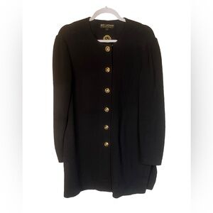 Vintage St John Womens Santana Knit Sweater Blazer Black Professional Size L